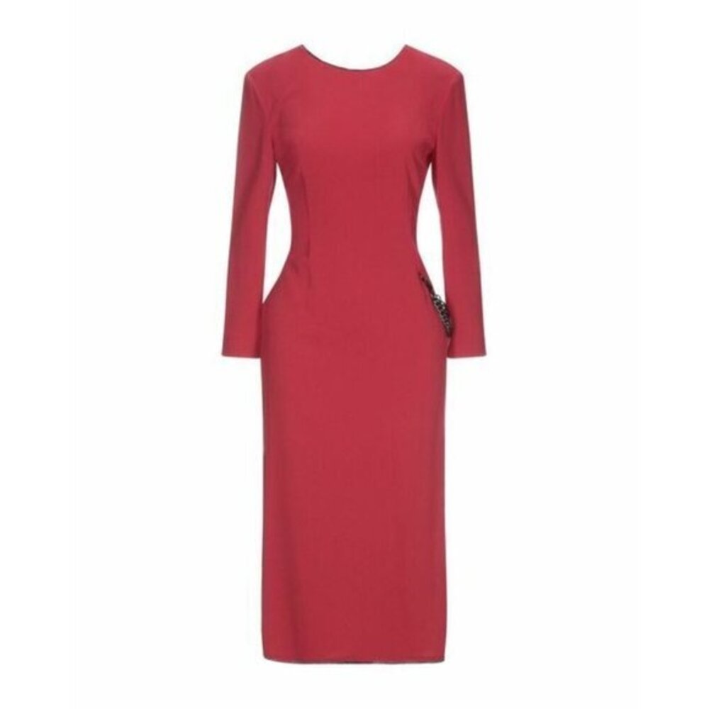 Boutique Moschino Dress Red Crepe Sheath Cocktail Dress 42 IT / 8 US
